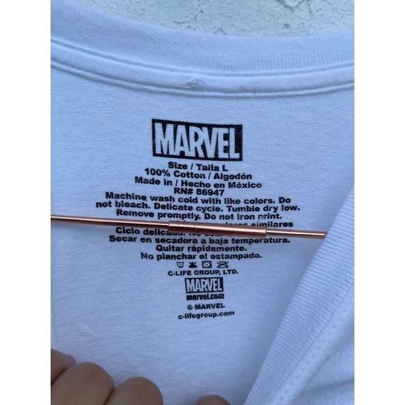 Marvel Mens Pullover Short Sleeve Crew Neck Graphic Tee T Shirt White Sz… - Picture 5 of 5